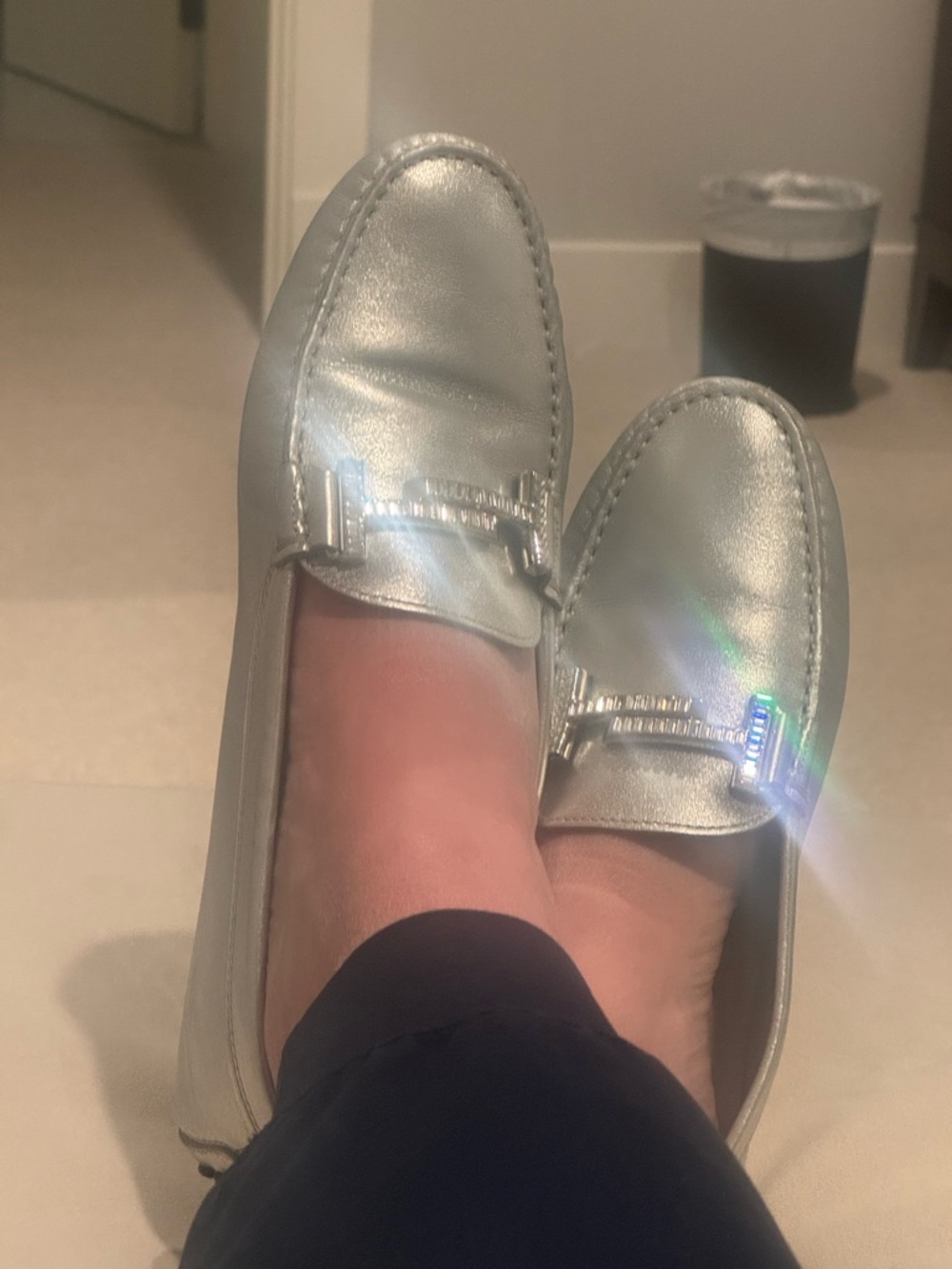 Tod’s Silver Double T Crystal Embellished Gommino Driving Shoes size 39.5 - Picture 9 of 12